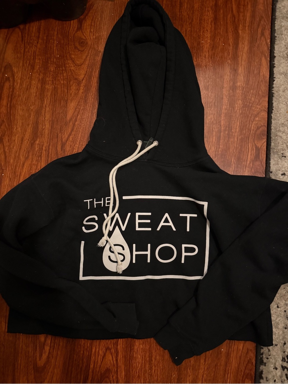 Black Hooded slight crop Sweatshirt